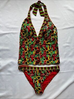 🔥VTG COOGI Rasta Monogram Tankini Set - Rare 2011 Deadstock Style - L